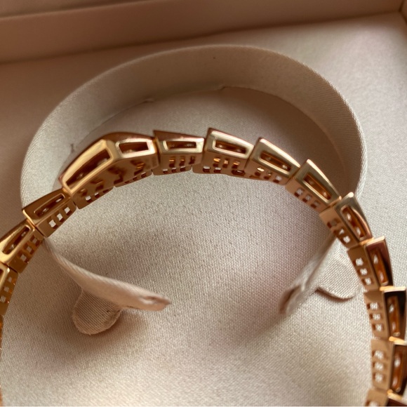 Women's Bulgari Serpenti Rose Gold Paved Diamond Snake Cuff Bracelet - Picture 5 of 5